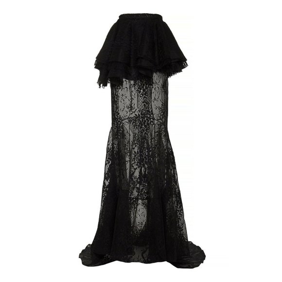 NWT $3100 BROCK COLLECTION DRAMATIC PETUNIA  BLACK LACE TRUMPET SKIRT US SIZE 2 - Picture 2 of 8